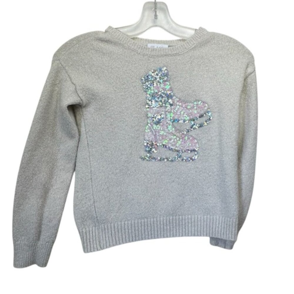 Childrens Place Ice Skates Figure Skating Sequins Sweater Glitter Mermaid White